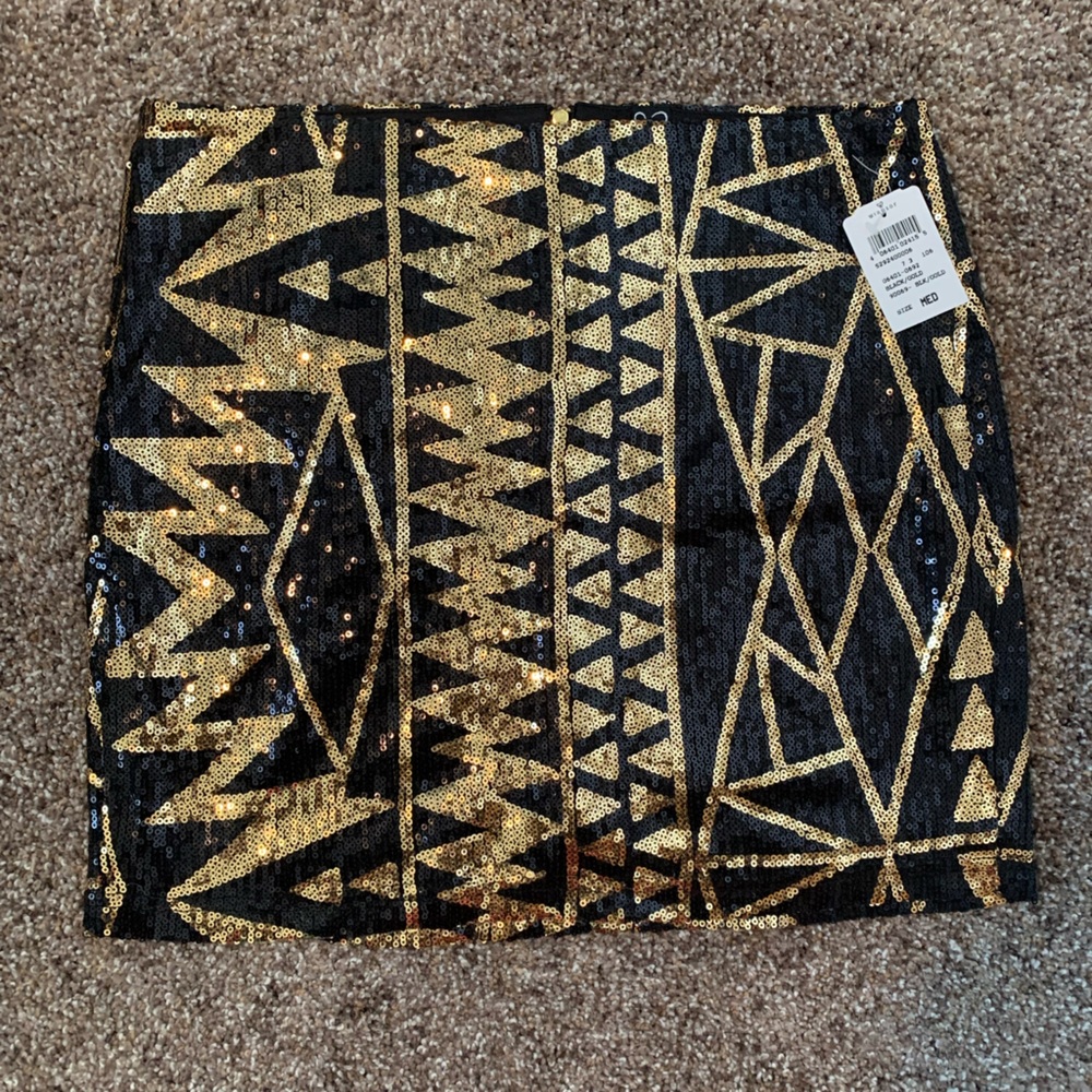 Black and gold sequin mini skirt
